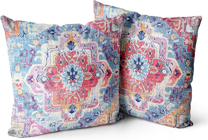 Snycler Antique Boho Hereke Rug Print Boho Throw Pillow Cover 22x22 Inch Set of 2 Double Sided Decorative Soft Throw Pillow Case Cushion Case for Home Decor Living Room Bed Couch Car