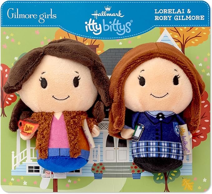 Hallmark itty Bitty Gilmore Girls Plush Toys (Lorelai and Rory) Set of 2, 4" Mini Stuffed Animals, Mom Gift for Mother's Day