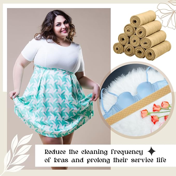 Toulite 10 Pcs Reusable Bra Liners for Sweat, 3 Layer Bra Sweat Pads, Soft Cotton Outer Layer with Polyester Fiber Core
