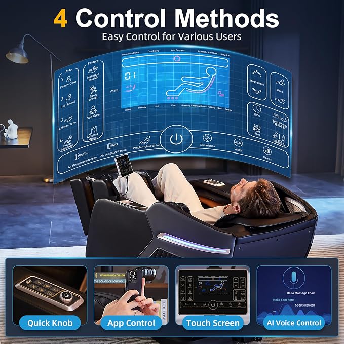Upgraded 4D Massage Chair Full Body, Zero Gravity SL-Track Massage Chair Recliner with AI, Body Scan, Heating, Calf Kneading, Rocking Sleep Mode, Airbags, Foot Rollers, 18 Auto Modes