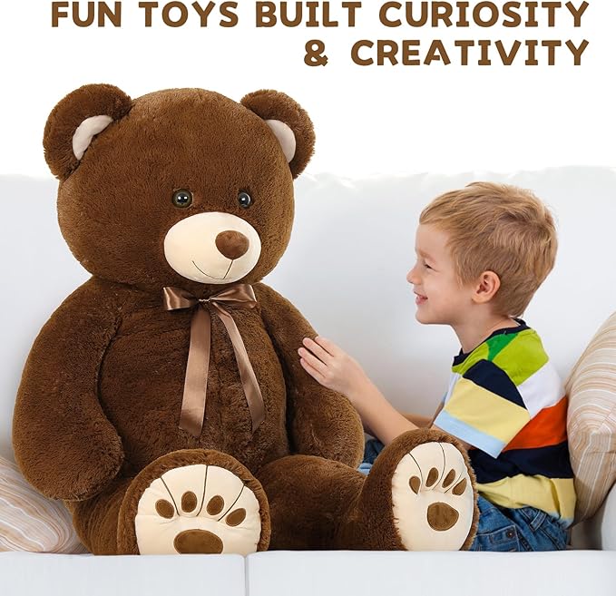 MorisMos Giant Teddy Bear, 51in Life Size Cuddly Plush for Baby Shower, Birthday, Valentine (Brown)