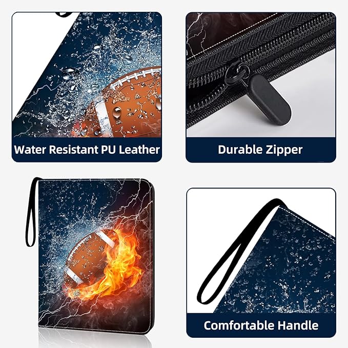 Football Card Binder Compatible with Football Card, Baseball Card, Trading Card, MTG and Other TCG, Fits 900 Cards with 50 Removable Pages, Card Holder Collector for Standard Size Card