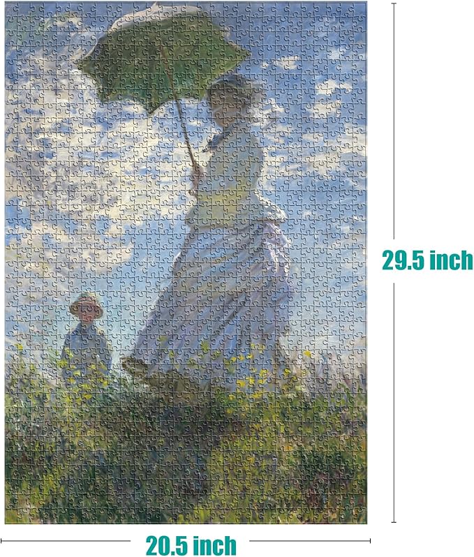 Antelope - 1000 Piece Puzzle for Adults, Woman with a Parasol - Madame Monet and Her Son, by Claude Monet - Officially Licensed, Jigsaw Puzzles 1000 Pieces, High Resolution, Matte Finish, No Dust