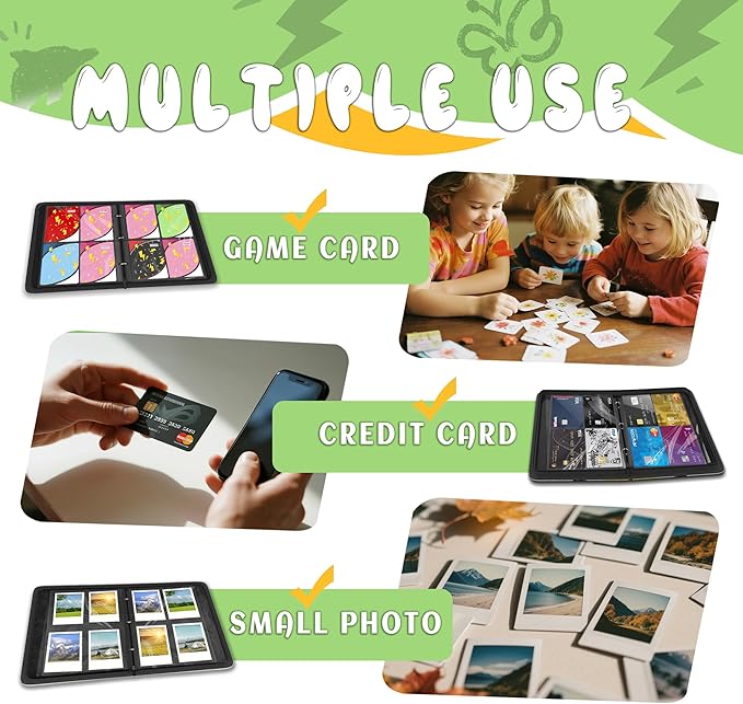 Trading Card Binder 4 Pocket,Card Binder 400 Pockets,Card Book Holder Cards with 50 Removable Sleeves,3-Ring Zip Design MTG/TCG/Sport Collectible Trading Card Albums Gifts for Boys and Girls(Green)