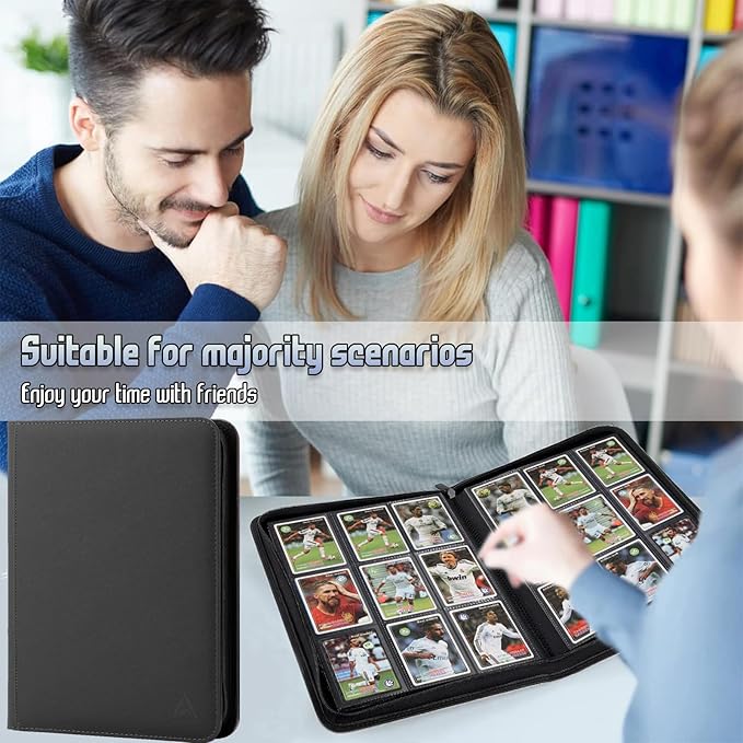 Arkeiliy Card Binder 9 Pocket, Double Sided Pockets Trading Card Binder with 30 Sleeves, Premium Zip Trading Card Holder Collector Album Holds 540 MTG (Black)