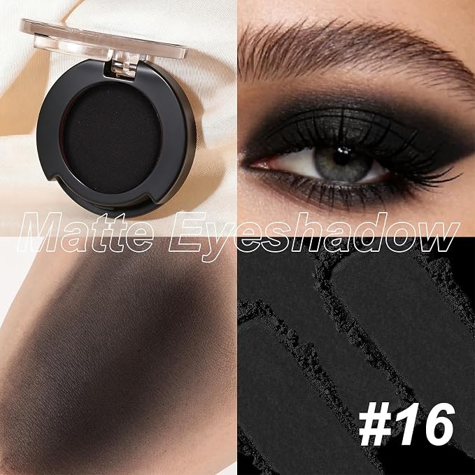 Single Eyeshadow, Gothic Pearl Matte Finish, Highly Pigmented Blendable Pressed Powder Eye Shadow for Women, Versatile for Stage Plays, Theatrical Performances & Dramatic Looks #16
