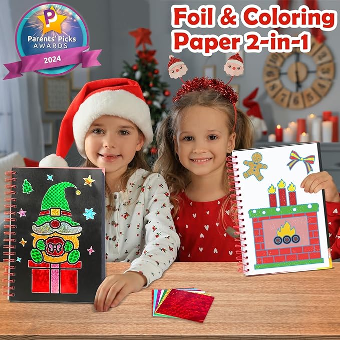 FUNNYB&G Foil Art Crafts for Kids Ages 4-8: Valentines Crafts for Kids 2026,Birthday Gift for Girls,Art and Crafts Supplies,Party Favors,Creative Toys for Girls Boys 4 5 6 7 8 9 Years Old(Christmas)