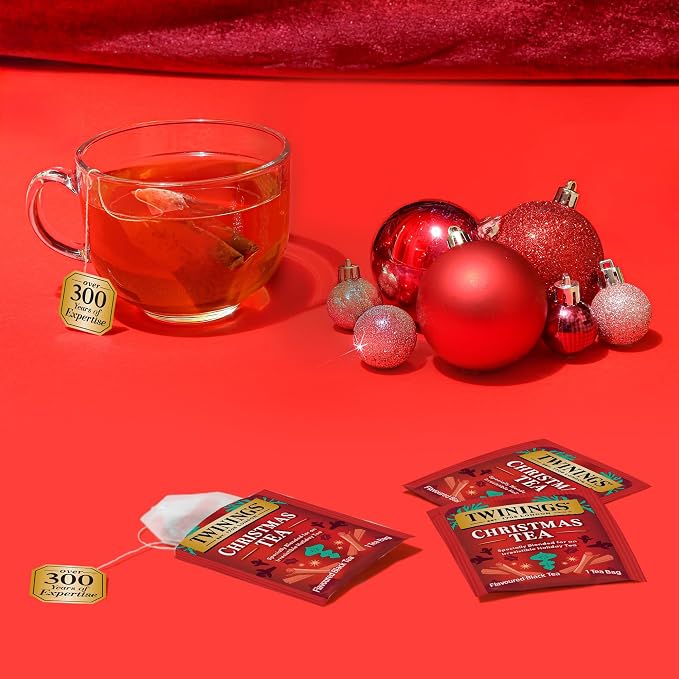 Twinings Christmas Black Tea Individually Wrapped Bags, 20 Count (Pack of 6), Aromatic Cinnamon & Clove, Caffeinated, Enjoy Hot or Iced, 120 Teabags