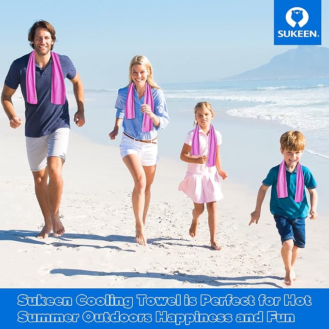Sukeen 4 Pack Cooling Towels for Hot Weather 40"x12", Gym Towels for Men and Women, Soft Breathable Workout Towels for Yoga, Running, Sport, & More