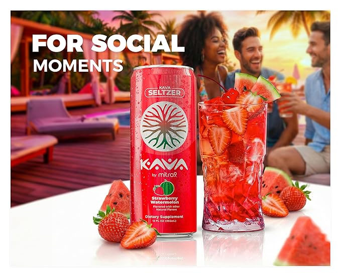 Mitra9 | Variety Pack Kava Seltzer - Sparkling Relaxation Drink | 4-Pack | Non-Alcoholic Alcohol Alternative | 500mg Kava Root Extract | Low Calorie, Plant Based Stress Relief & Calm | 12 fl oz Cans