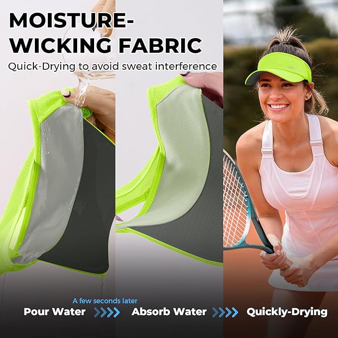 Sukeen Lightweight Sports Sun Visor Hat for Men Women | Packable, breathable, quick-dry, UPF50+ cooling visor hat, stretch fit, for running, tennis, golf, pickleball, softball