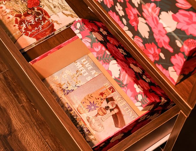 3-Piece Decorative Storage Boxes with Lids, Vibrant Pink and White Flower, Paperboard Keepsake box Set, Photo Storage Box for Memory, Home Decor, Knick-knacks Organizer, Shelf Decor