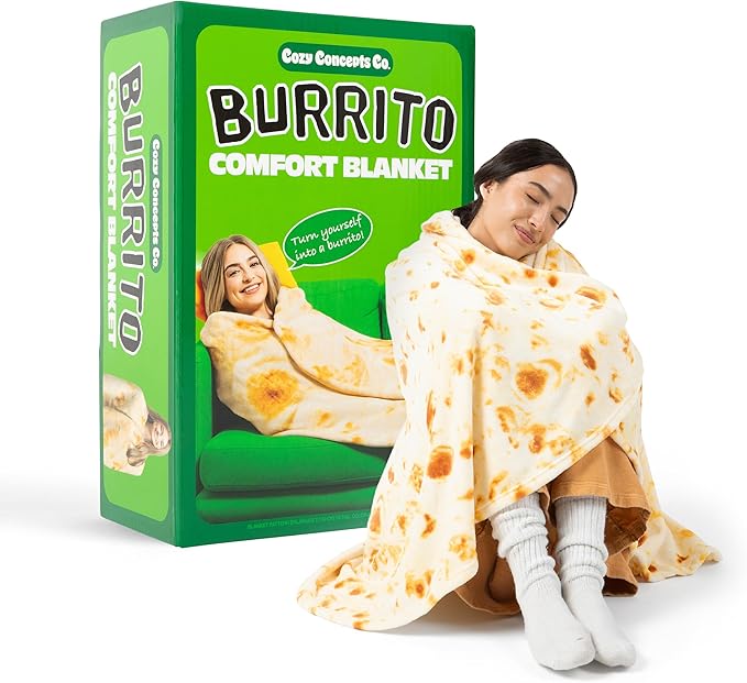 Cozy Concepts Co. Burrito Comfort Blanket by Relatable, Super Soft Plush Throw for Teens and Kids, A Cozy Dorm Room Essential, Fun Back to School Stuff & Perfect Comfort Gift for Students