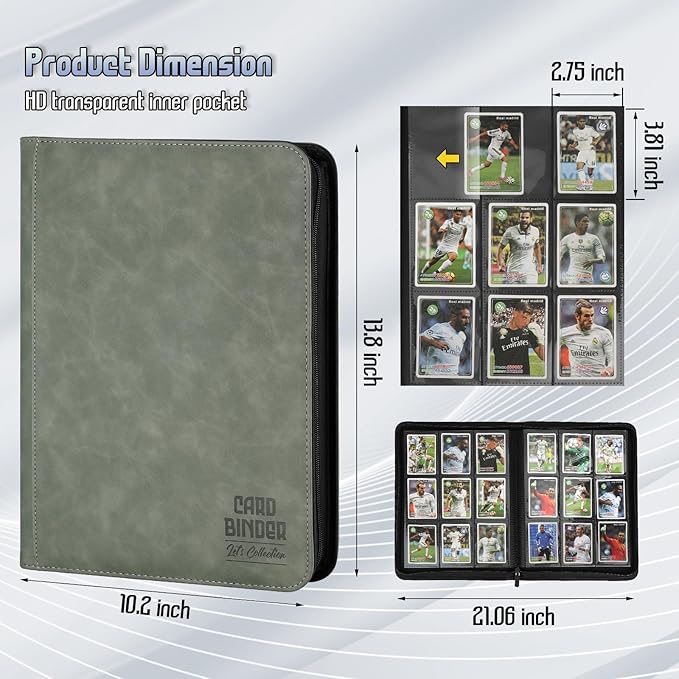 Trading Card Binder, Premium 9 Pocket Double Sided 540 Pocket PU Card Collection Binder, Collectible Trading Card Albums for MTG, TCG, Sport Card, Game Cards (Dark Gray)