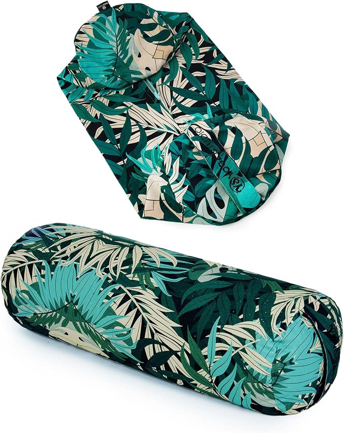 Yoga Studio Spare Organic Cotton Bolster Covers With Handle And Zipper (Green Jungle)