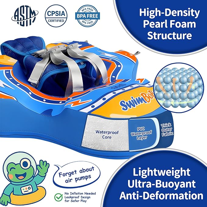 Baby Pool Float with Canopy,Non-Inflatable Infant Swim Float,Soft Skin-Friendly Fabric Material Pool Floats for Toddlers,Swimming Pool Toys for Boys and Girls