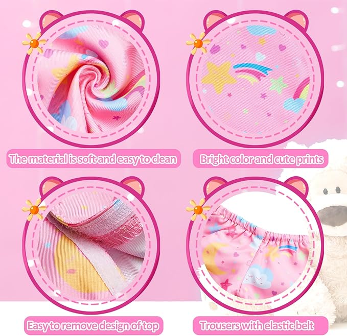 2 Pcs PJ's Bear Clothes Outfit, Fit Most 12-16 Inch Bears Stuffed Clothes Pajamas Plushy for Stuffed , Pre Kindergarten Toys(Pink,Pajamas)
