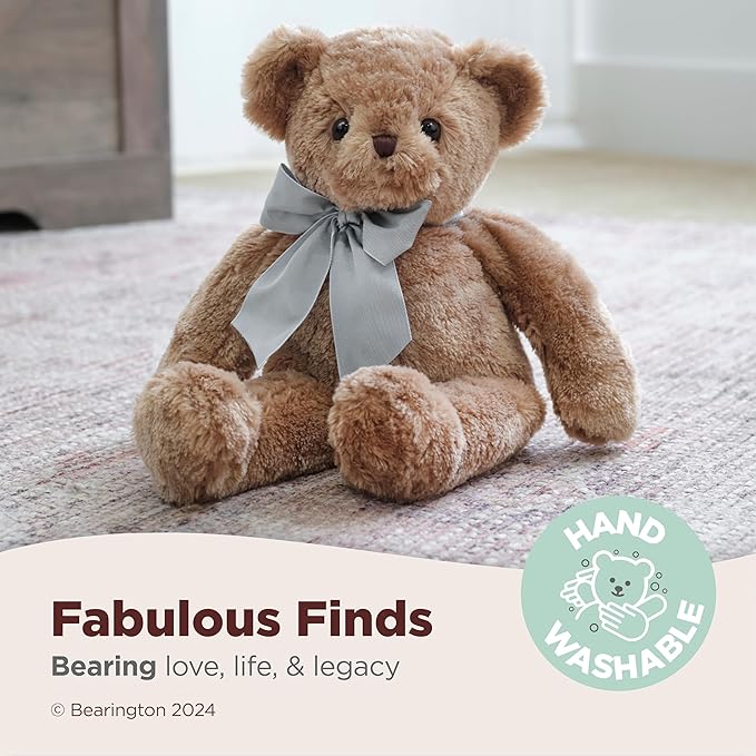 Bearington Collection Gus 18-Inch Brown Teddy Bear Plush Toy - Teddy Bear Stuffed Animal for Baby