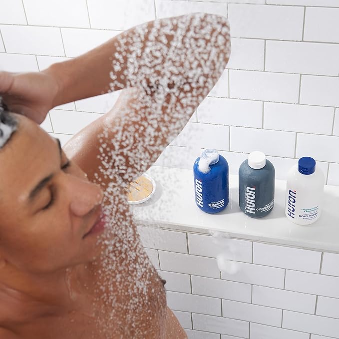 Huron Men’s Shower Kit – Shampoo, Conditioner & Body Wash with Citrus + Eucalyptus Scent, Hydrating, Phthalate Free, non-toxic Ingredients for Hair & Skin Care, 12 fl oz (Pack of 3)