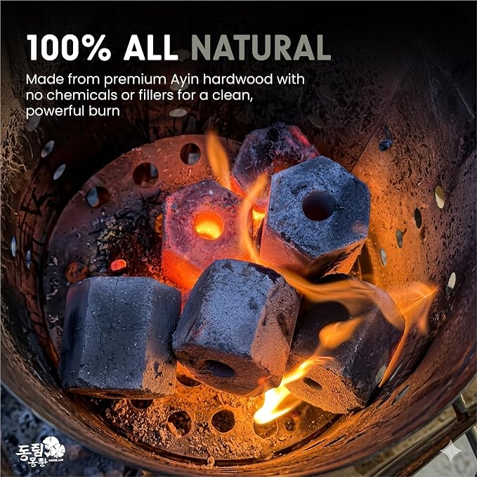 Dong LIM Binchotan Style Charcoal Briquettes, 10lbs (4.4kg) | High heat, low ash, long burning. Perfect for Japanese & Korean BBQ, Weber kettles, & kamado grills