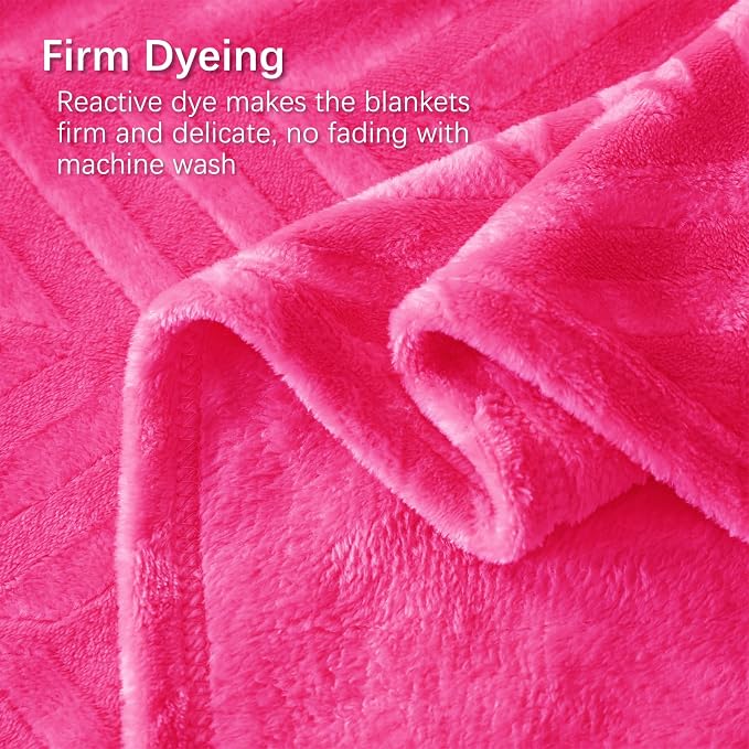 Whale Flotilla Flannel Fleece Fall Throw Blanket for Couch, Hot Pink | Lightweight Breathable Soft Sofa Throws, Plush Fluffy Chevron Design Decorative Blankets for Home Life, 50x60 Inch