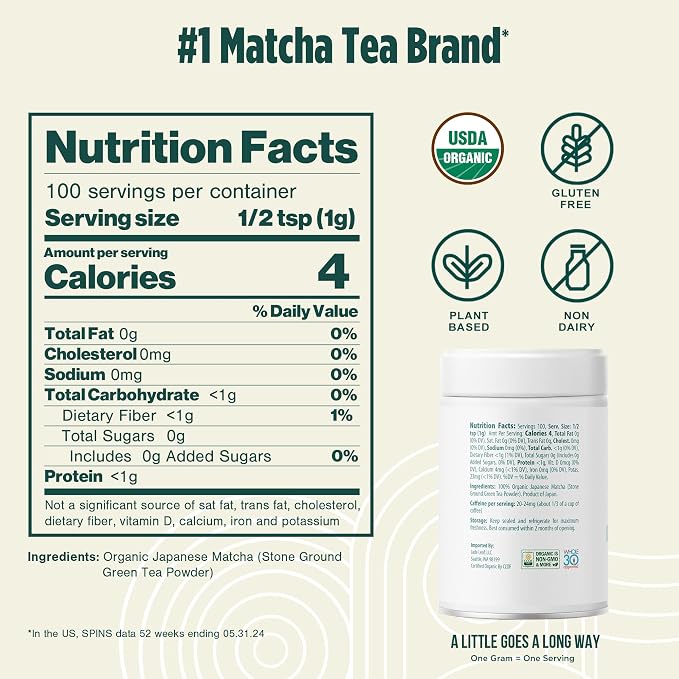 Jade Leaf Matcha Organic Ceremonial Grade Barista Blend Matcha Powder - 100% Pure Japanese Premium First Harvest Green Tea for Lattes from Uji and Kagoshima, 100g / 3.53 Ounce (Pack of 1)
