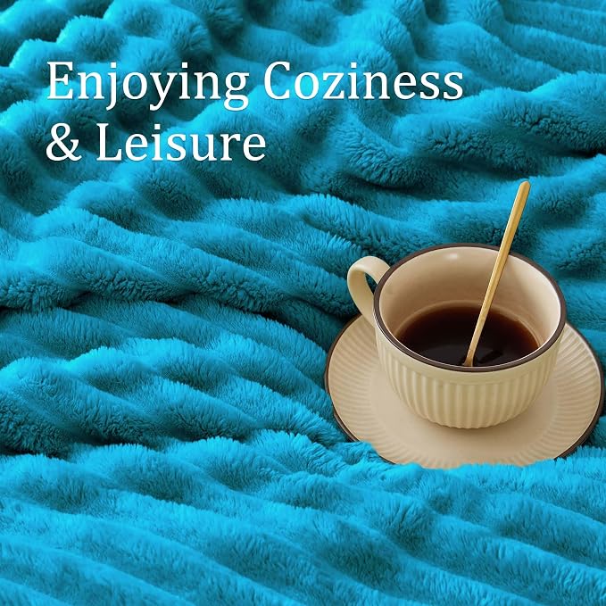 BEDELITE Striped Fleece Throw Blanket, Teal, 50"x60" | 300GSM Microfiber Fleece, Soft Cozy, Lightweight Warm, Double-Sided Plush, Machine Washable, Gift, Room Decor, for Couch Sofa