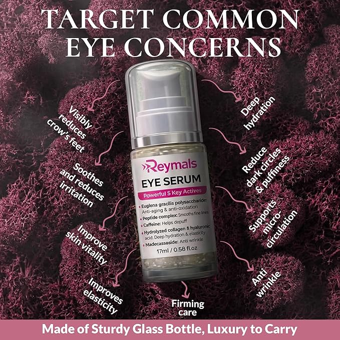 Eye Serum for Dark Circles and Puffiness, Multi Peptide and Caffeine Under Eye Treatment for Eye Bags, Wrinkles and Fine Lines, Anti Aging Firming and Tightening Formula, 0.58 Fl Oz