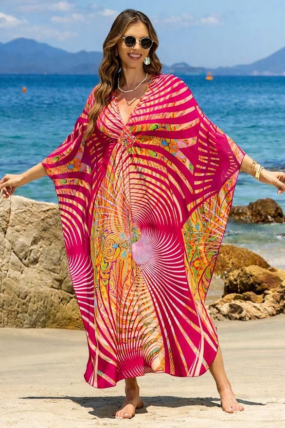 Mumu Dresses for Women Plus Size, Bohemian Kaftan Beach Cover Up Long Maxi Nightgown Soft Loungewear