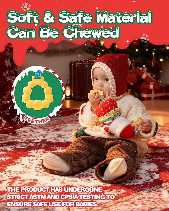 Jollybaby My Baby First Christmas Musical Hanging Toys for Toddler 0-6-12-36 Months, Car Seat Stroller Crib Toy, Christmas Stocking/Socks Stuffers Gifts for Tummy Time Infants/Newborns Boy and Girl