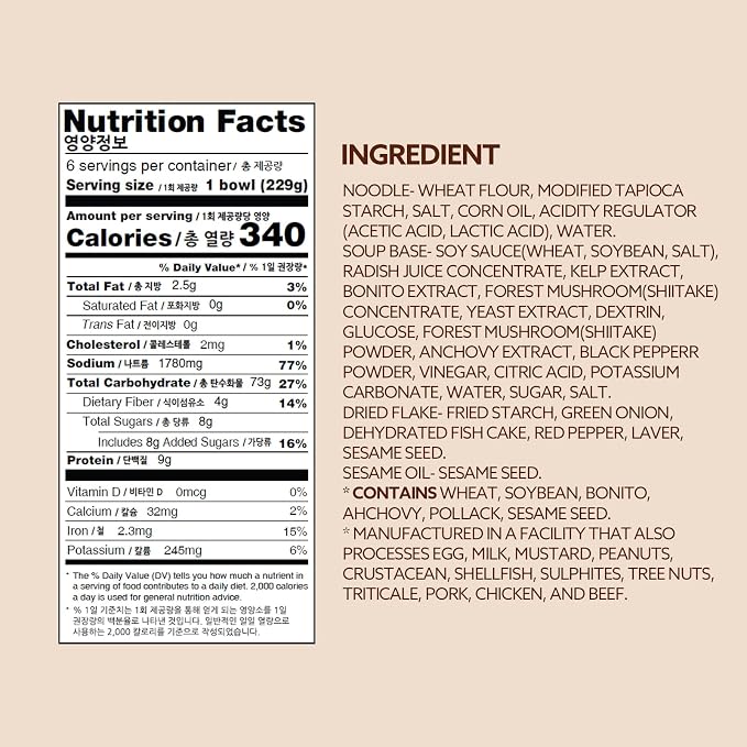 Wang Korean BBQ Bulgogi Flavored Udon Noodle Bowl | No MSG Added, No Preservatives, 290 Calories Per Meal, Instant Meal, Ready in 3 Minutes, Microwaveable Bowl (Pack of 6)