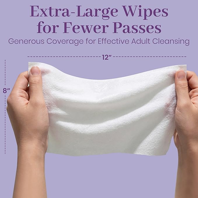 Extra Large Adult Wipes for Elderly - 6 Packs of 56 [336 Count] 12" x 8" Disposable Washcloths, Extra Thick Body Wipes for Bathing No Rinse, Fragrance Free Hypoallergenic for Sensitive Skin, ProHeal