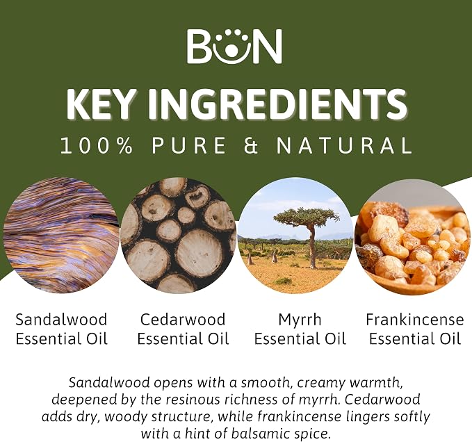 Best of Nature Meditate Essential Oil Blend – Sandalwood, Myrrh, Cedarwood & Frankincense – 100% Pure for Diffuser, Calm & Focus – Grounding Aromatherapy for Daily Rituals