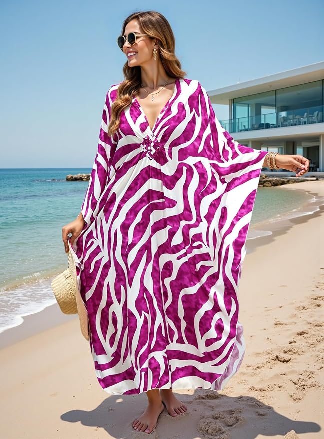 Mumu Dresses for Women Plus Size, Bohemian Kaftan Beach Cover Up Long Maxi Nightgown Soft Loungewear