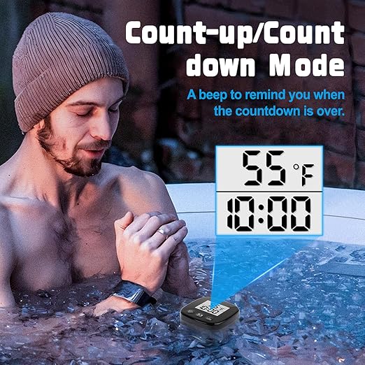 Ice Bath Thermometer - Floating Water Temperature Gauge with Timer