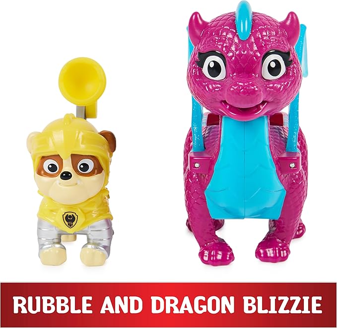 Paw Patrol, Rescue Knights Rubble and Dragon Blizzie Action Figures Set, Kids Toys for Ages 3 and up