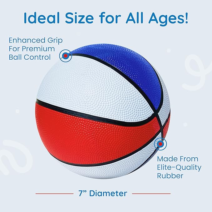 Botabee Mini Basketball Set of 5 - Durable, Anti-Slip Grip 7" Mini Basket Balls for Indoor and Outdoor Play - Inflatable Basketball Toys for Pop Arcade - Soft, Bouncy Sports Rubber Playing Ball