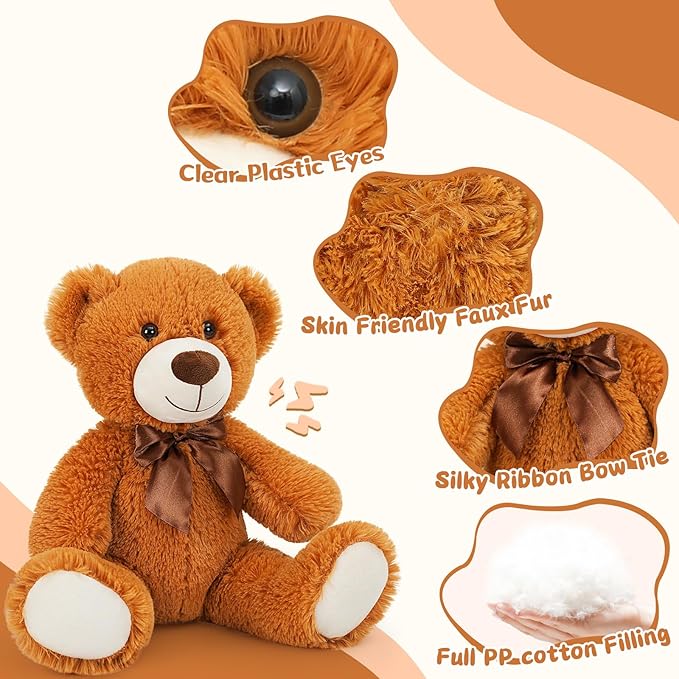 MorisMos Teddy Bear Stuffed Animal Bulk 12 Packs, 14'' Teddy Bears Bulk for Baby Shower, Small Teddy Bears in Bulk for Kids, Girls, Birthday, Valentines, Christmas