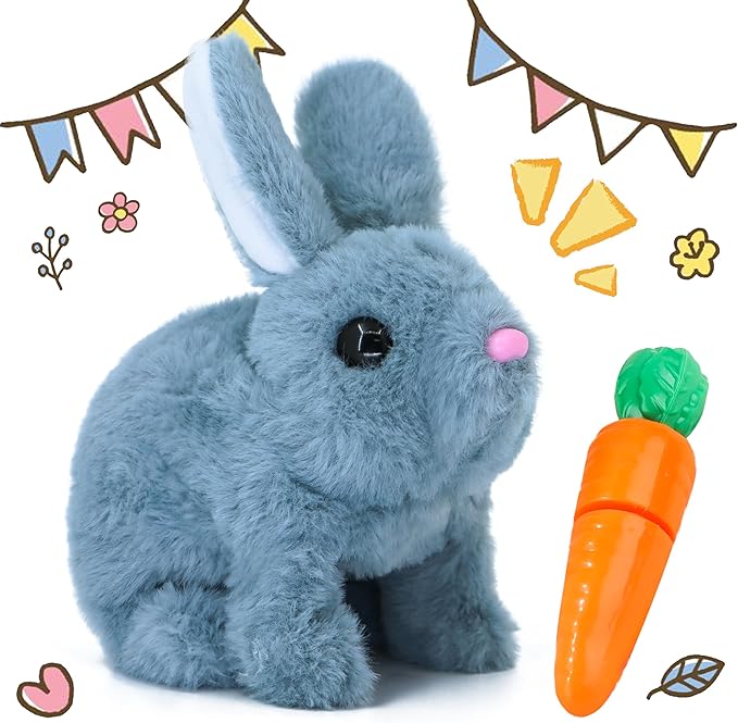 Bunby - Realistic Walking & Talking Bunny Toy, Interactive Plush with Hopping, Ear Twitching & Sounds | Lifelike Easter Gift for Kids, Handmade Stuffed Animal