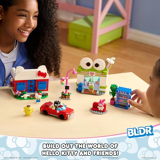 BLDR Hello Kitty and Friends, Hello Kitty’s Dream Cafe Building Set 0076 with Hello Kitty, Cinnamoroll, and Pompompurin Minifigures - Gift for Kids and Sanrio Fans Ages 8+