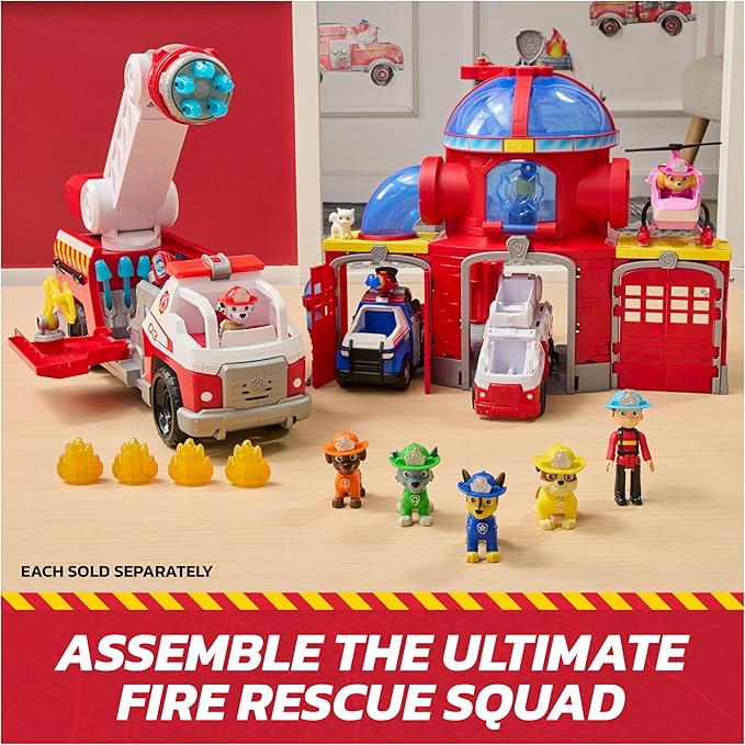 Paw Patrol Fire Rescue: Chase Rescue Fire Cruiser with Action Figure, Projectile Launcher, and Toy Truck, Kids Toys for Boys & Girls Ages 3 and Up