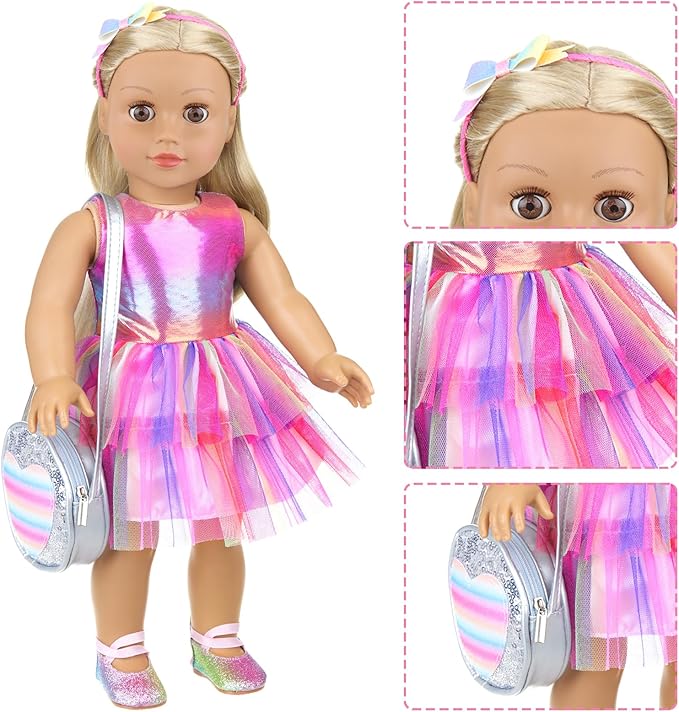 ZITA ELEMENT American 18 Inch Doll 14 Pcs Accessories Makeup Set with Dress for Generation Doll Makeup Beauty Set and Clothes for 18 Inch Doll (No Doll)