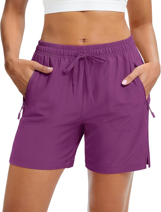 MAGCOMSEN Women's 5" Hiking Shorts UPF 50+ Quick Dry Lightweight Athletic Running Golf Summer Casual Shorts with Pockets