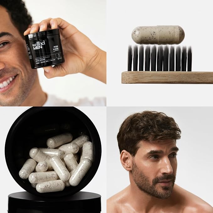 WELLBEL Men Clean Supplement for Hair, Skin, and Nails, Vegan, Gluten Free and Non GMO 90 Count - 3 Pack