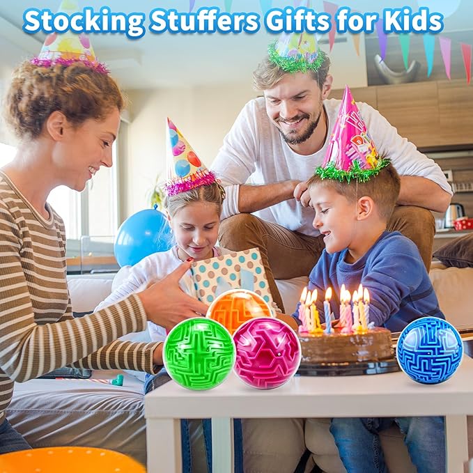 YongnKids 4Pcs 3D Puzzle Maze Ball Brain Teaser Puzzles Maze Game for Kids Adult, Fidget Toy for Motor Skills and Coordination,Kids Autism ADHD Calming Focus Stress Relief Toy