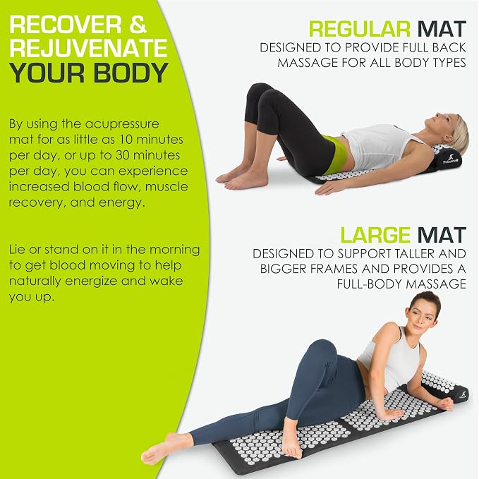 ProsourceFit Acupressure Mat and Pillow Set for Back/Neck Pain Relief and Muscle Relaxation