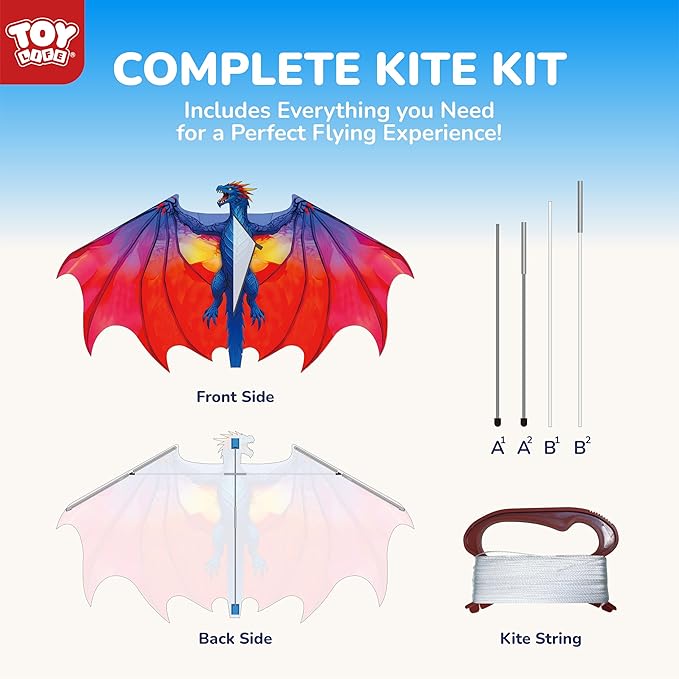 TOY Life 55.9'' Kites Easy to Fly for Kids Adults with 328.1 FT String, Beach Kite Outdoor Game Outside Toys Activity, Beach Toys for Kids, Gift for Boys Ages 4-8