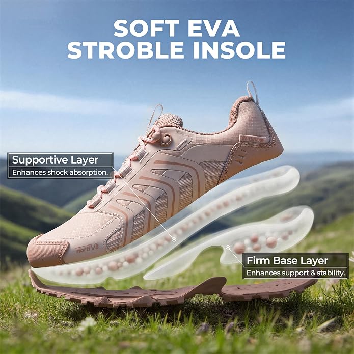 NORTIV 8 Women's Waterproof Hiking Shoes Lightweight Travel for Walking All Day Comfort Non-Slip Outdoor Trekking Camping Climbing Fashion Sneakers Armadillo FieldLite