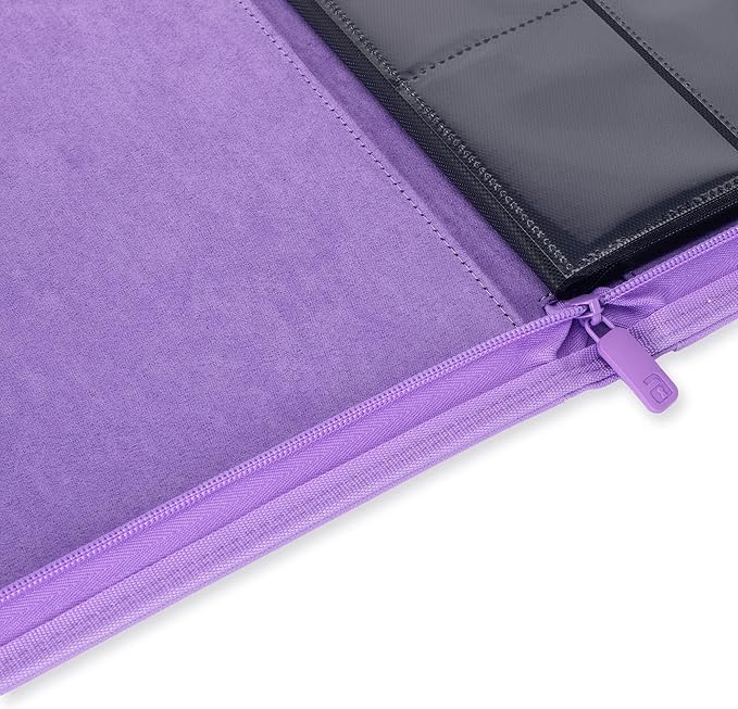 Vault X 9 Pocket Zip Binder, 360 Cards, Exo-Tec Material, 20 Side-Loading Pages (Purple)