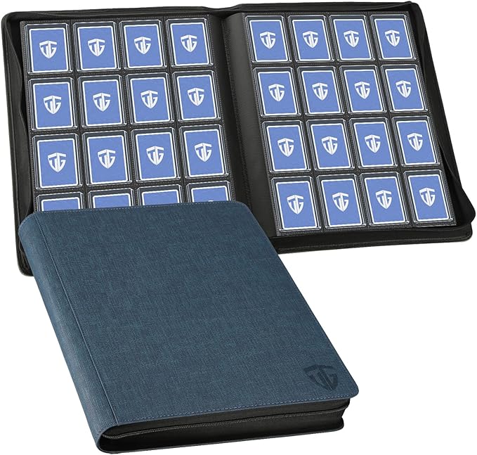 16 Pocket Toploader Binder,Holds 640 3”x4” Toploader Hard Cases,Sleeves Card Collection Binder,20 Double Sided Pages,Compatible with Trading & Sports Holder (Dark Blue)